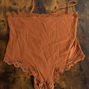 SKIMS Rust Lace Bodysuit